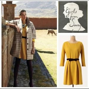 Anthropologie mustard yellow dress